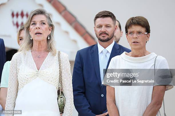 Princess Caroline of Hanover, Gareth Wittstock and Princess Stephanie of Monaco attend the celebration of Prince Albert II of Monaco's 20 years on...