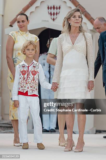 Pauline Ducruet, Stefano Ercole Carlo Casiraghi and Princess Caroline of Hanover attend the celebration of Prince Albert's 20 years on the throne on...