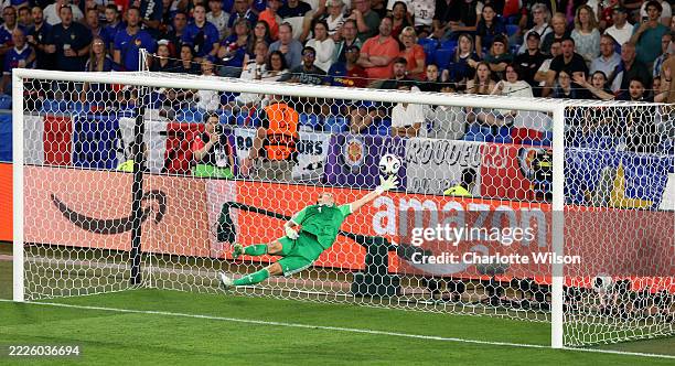 Ann-Katrin Berger of Germany makes a save during the UEFA Women's EURO 2025 Quarter-Final match between France and Germany at St. Jakob-Park on July...