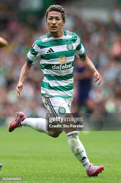 Celtic player Daizen Maeda in action during the pre-season friendly match between Celtic and Newcastle United at Celtic Park on July 19, 2025 in...
