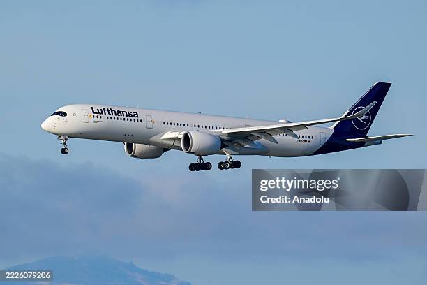 Lufthansa Airlines plane lands at San Francisco International Airport in San Francisco, California, United States on July 24, 2025.