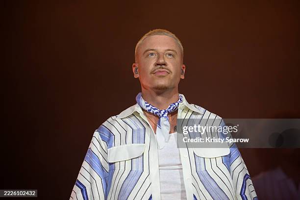American rapper Macklemore performs live on stage during the 5th Lollapalooza Paris Festival on July 19, 2025 in Paris, France.