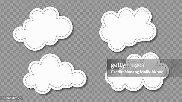 clouds paper torn or sticker set with transparent background - speech language pathologist stock illustrations
