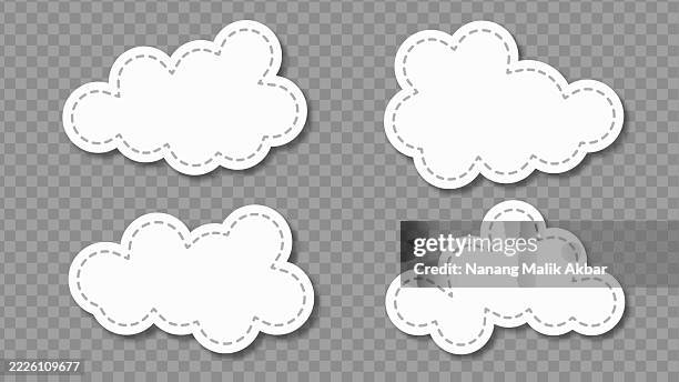 clouds paper torn or sticker set with transparent background - speech language pathologist stock illustrations