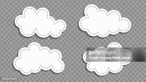 clouds paper torn or sticker set with transparent background - speech language pathologist stock illustrations