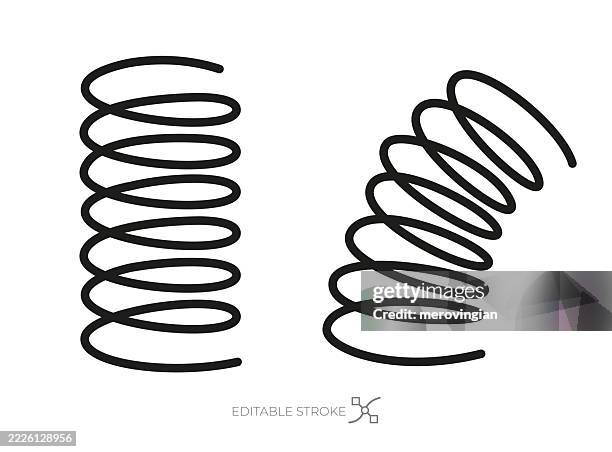 coil spring icons in upright and tilted positions - coiled spring stock illustrations