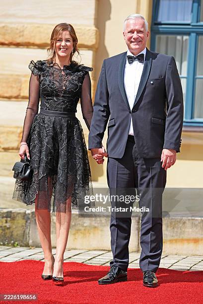 Alexander Herrmann and his wife Maxi Friedrichs attend the premiere of "Die Meistersinger von Nuernberg" to open the annual Bayreuth Festival 2025 at...