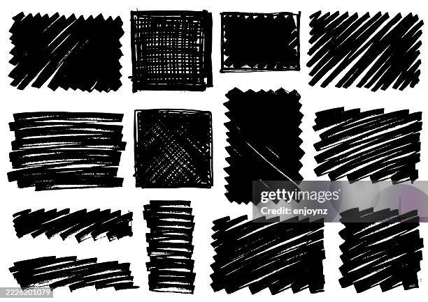 black pen marker rectangle and square scribble shapes - pen scribble background stock illustrations