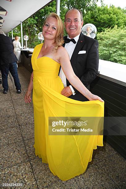 Wolfram Kons and his wife Alexa Kons attend the premiere of "Die Meistersinger von Nuernberg" to open the annual Bayreuth Festival 2025 at Bayreuth...