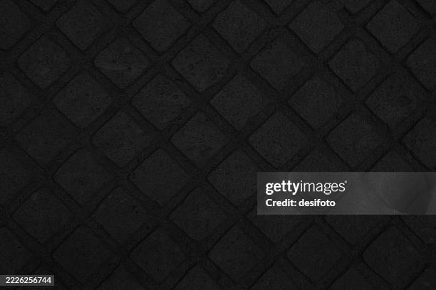dark black colored simple blank empty grunge modern full frame design background with pattern of grey carved grooved slanting lines crossing each other all over - biscuit texture stock illustrations