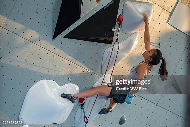 Chaehyun Seo of Korea at the IFSC Lead Climbing World Cup Finals in Alcobendas, Madrid, on July 20, 2025.