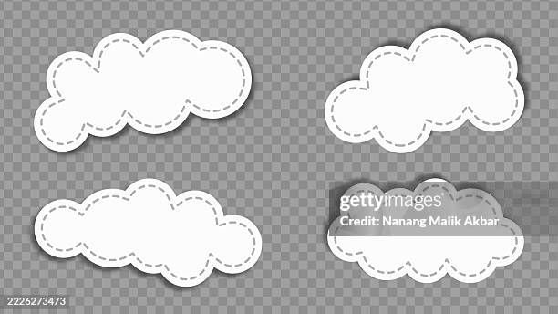 clouds paper torn or sticker set with transparent background - speech language pathologist stock illustrations