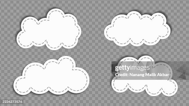 clouds paper torn or sticker set with transparent background - torn edge circle stock illustrations