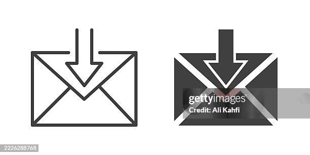 email thin line and glyph solid icon. editable stroke and perfect pixel isolated on transparent background - receiving feedback stock illustrations