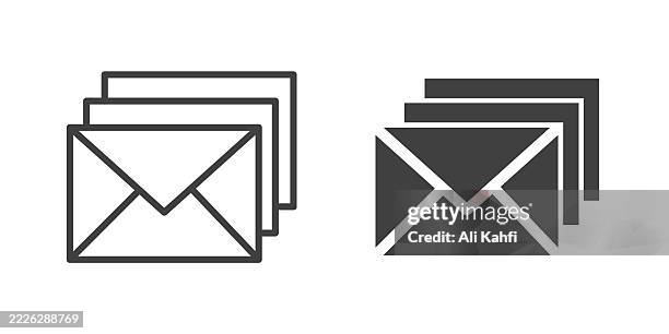 email thin line and glyph solid icon. editable stroke and perfect pixel isolated on transparent background - open post box stock illustrations