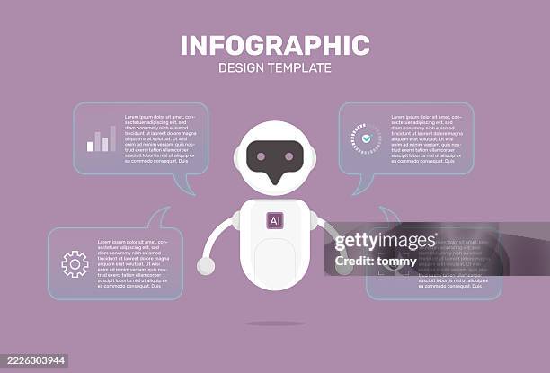 ai chatbot infographic design template - natural language processing stock illustrations