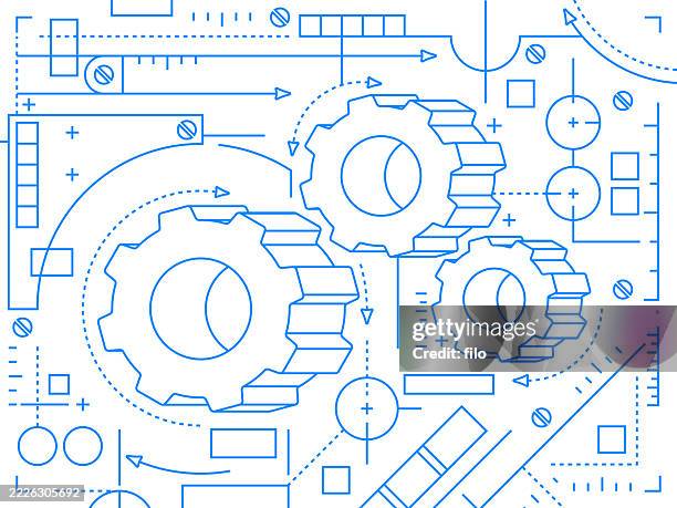 gear machinery blueprint process modern shapes design - engineering-design-process-diagram stock illustrations