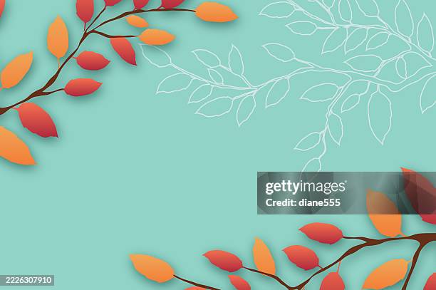 ilustraciones, imágenes clip art, dibujos animados e iconos de stock de borde de hojas de otoño con espacio de copia - septiembre