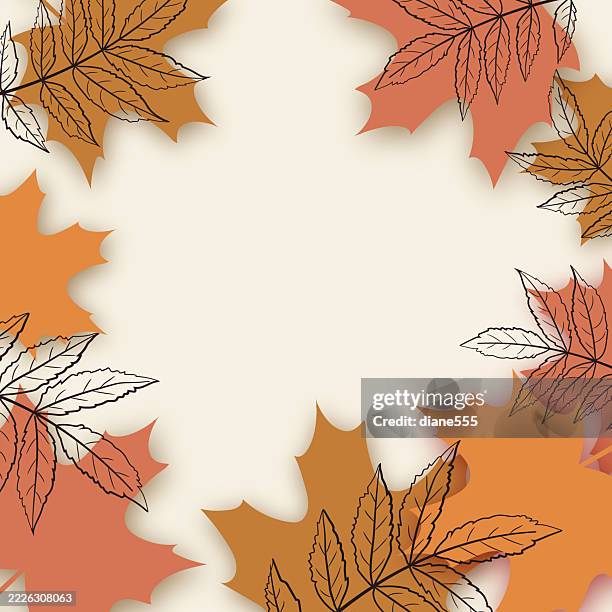 fall leaf border with room for your text - fall leaves border stock illustrations