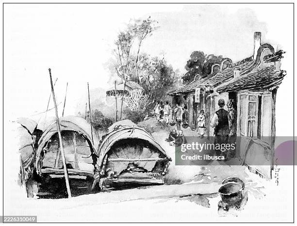 Chinese Novel Waterside Tea House High-Res Vector Graphic