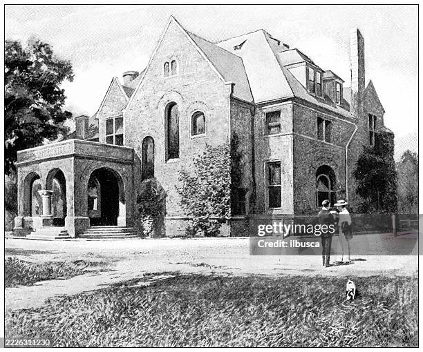 dwight hall, yale university - student accommodation stock illustrations