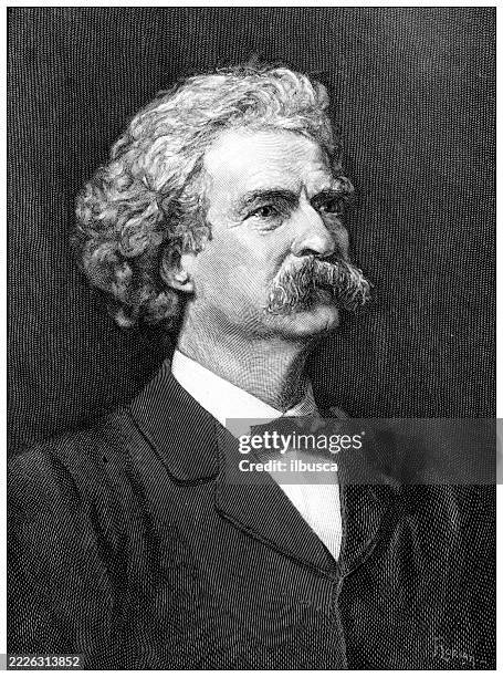 mark twain, samuel langhorne clemens, portrait - mark twain stock illustrations