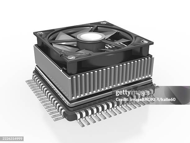 Getty Images Computer Processing 3d Microchip Processor Cpu With Fan And Cooling Insulated High-Res ...