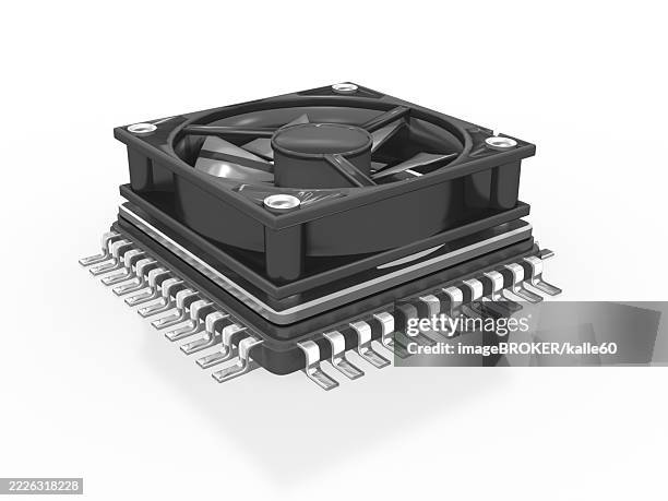 Getty Images Computer Processing 3d Microchip Processor Cpu With Fan Isolated High-Res Vector Graphic ...