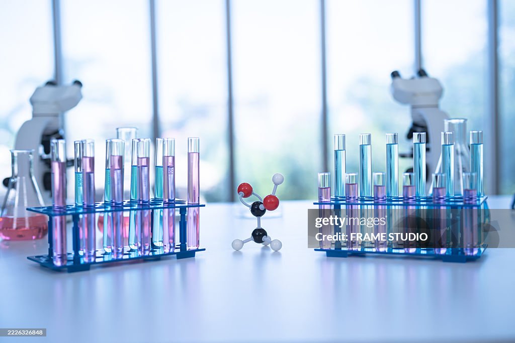 Lab Tubes Model Laboratory With Test Tubes And Molecular Model Showcasing Scientific ...