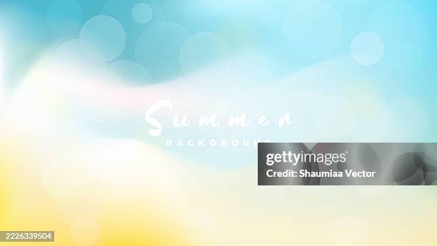 blurred summer abstract background, multicolored gradient fluid holographic vector background design - summer background stock illustrations