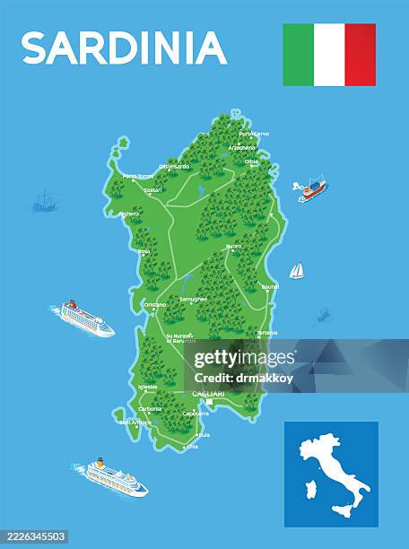 sardinien wald karte - sardinien stock-grafiken, -clipart, -cartoons und -symbole