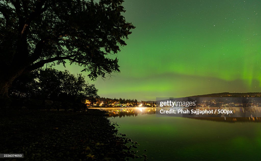 Aurora Borealis Over Bellingham Bay Northern Lights Illuminate the Pacific Northwest,Bellingham,Washington,United States,USA