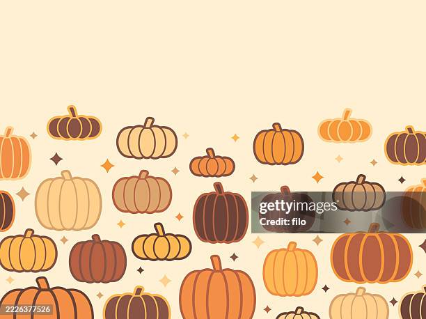 stockillustraties, clipart, cartoons en iconen met halloween pumpkin autumn fall border - pompoenoogst