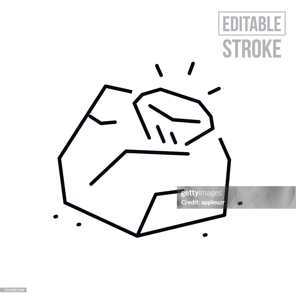 Diamond In A Rock Thin Line Icon - Editable Stroke