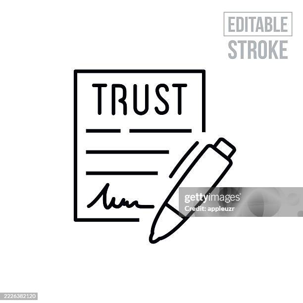 living trust thin line icon - editable stroke - inheritance stock illustrations