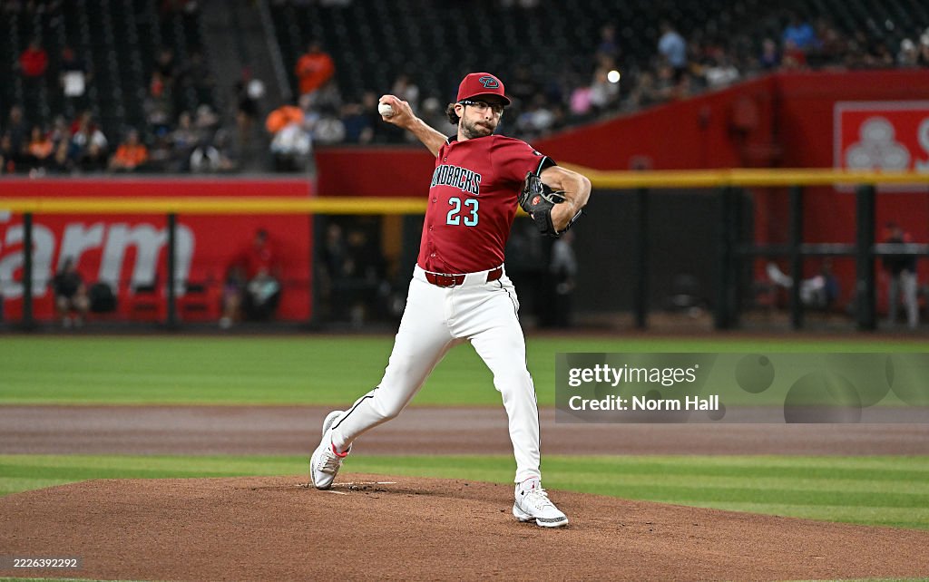 Wv Diamondbacks Zac Gallen of the Arizona Diamondbacks delivers a first inning pitch ...