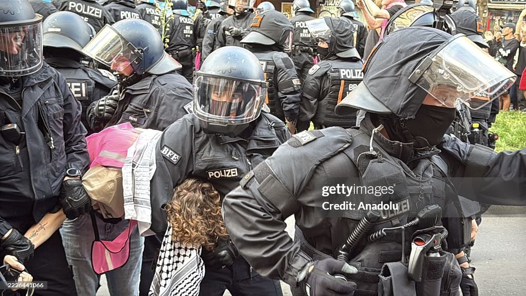 Police During Rally Police detain several demonstrators during a pro-Palestinian rally in ...