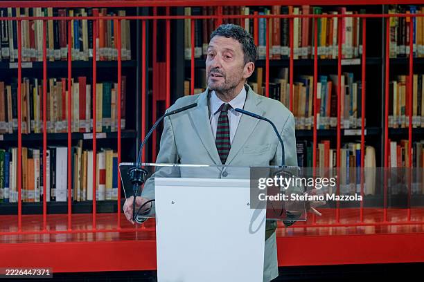Biennial president Pietrangelo Buttafuoco speaks to the public in the Asac Ai Giardini library during the 82th Venice International Film Festival...