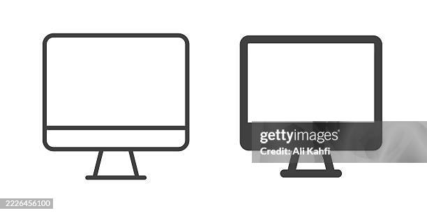 monitor thin line and glyph solid icon. editable stroke and perfect pixel isolated on transparent background - computer programmer working stock illustrations