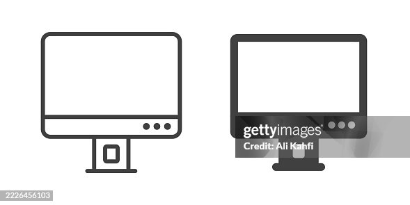 Monitor thin line and glyph solid icon. Editable stroke and perfect pixel isolated on transparent background Monitor thin line and glyph solid icon. Editable stroke and perfect pixel isolated on transparent background