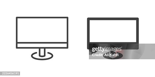 Monitor thin line and glyph solid icon. Editable stroke and perfect pixel isolated on transparent background Monitor thin line and glyph solid icon. Editable stroke and perfect pixel isolated on transparent background