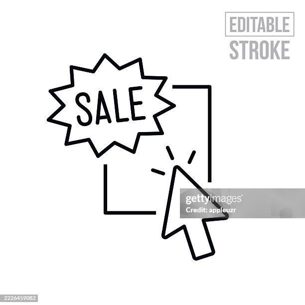online sale thin line icon - editable stroke - computer mouse icon stock illustrations