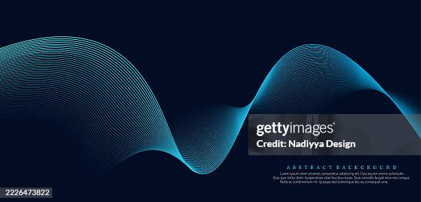 abstract design of dynamic blue wave lines on dark blue background. modern wave lines. - medical abstract background stock illustrations