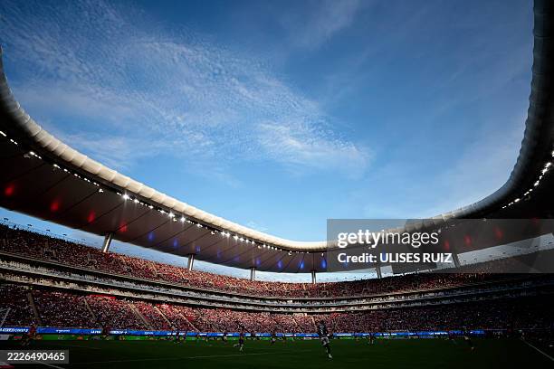 View of the stadium during the Liga MX Apertura football tournament match between Guadalajara and San Luis at the Akron Stadium in Zapopan, Jalisco...
