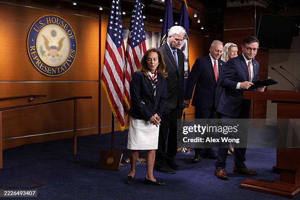House Republican Conference Chair Rep. Lisa McClain , House Majority Whip Rep. Tom Emmer , House Majority Leader Rep. Steve Scalise , Rep. Jen...