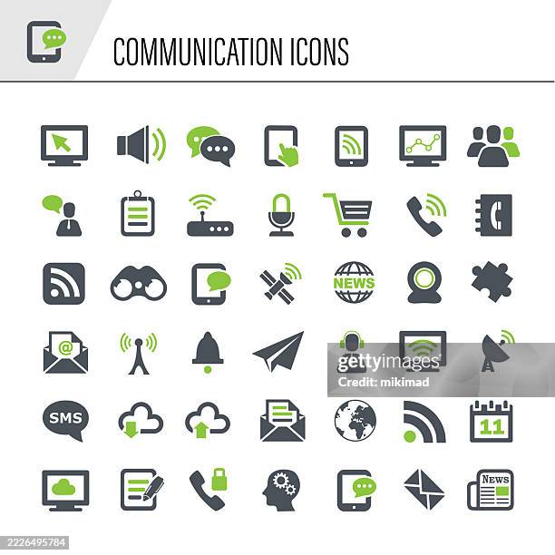 communication icon set. flat design. vector. illustration. - construction phone stock illustrations