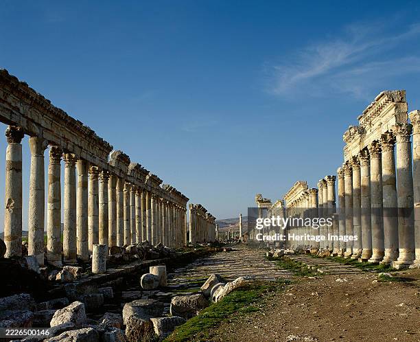 Great Colonnade and Cardo Maximus, Apamea, Syria, 2nd century, . The cardo maximus was the main or central north-south-oriented street in ancient...