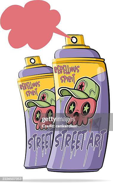graffiti spray - spray bottle on white stock illustrations