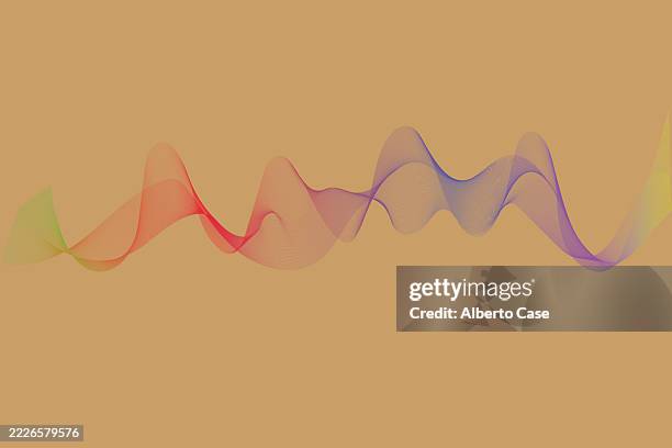 colorful wavy lines flowing on a brown background - onde sinusoïdale photos et images de collection