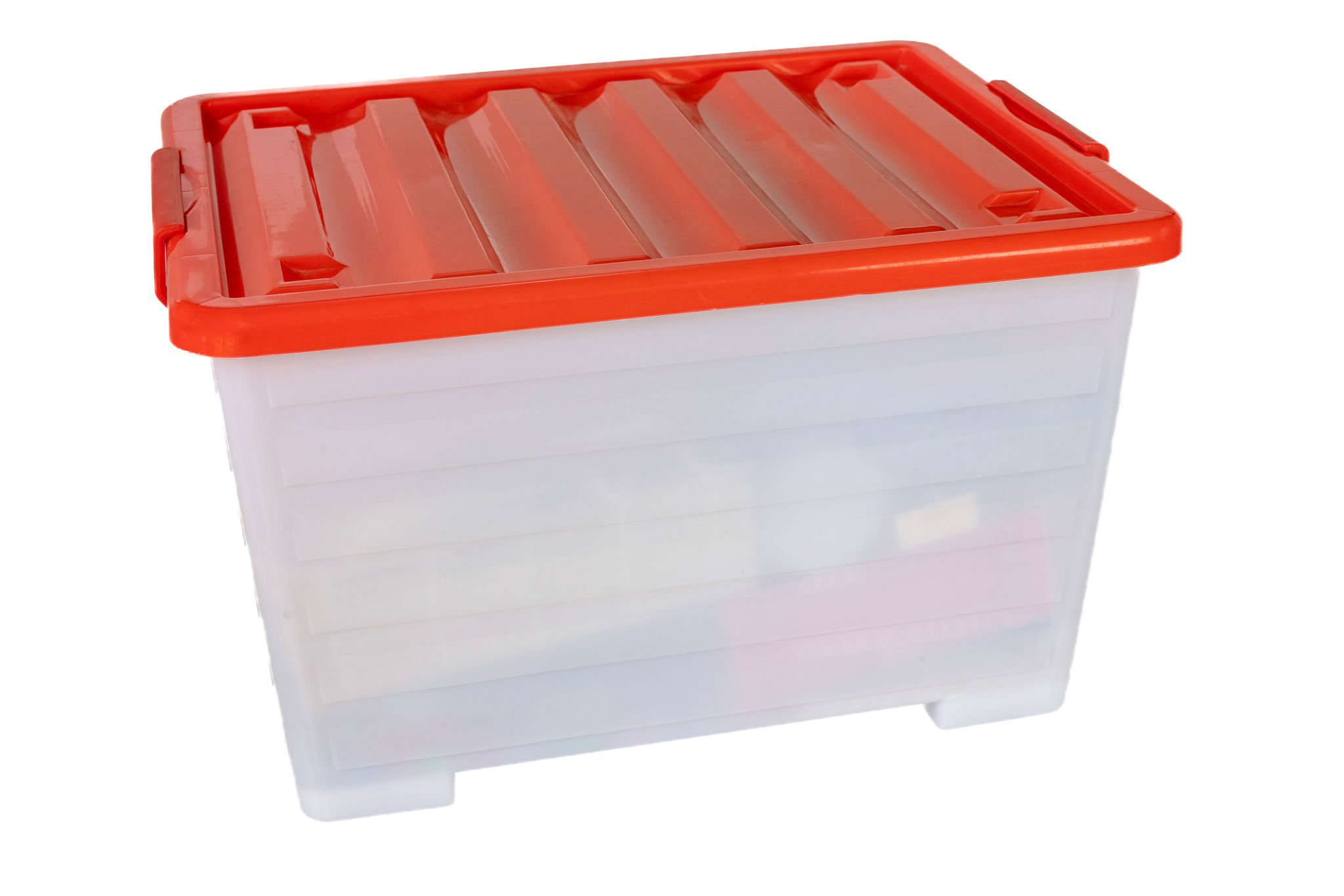 Closed Plastic Storage Box with Red Lid Closed Plastic Storage Box with Red Lid